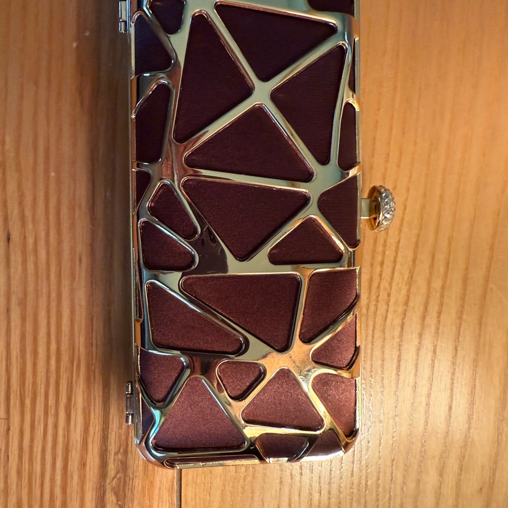 Geometric Gold and Brown Clutch